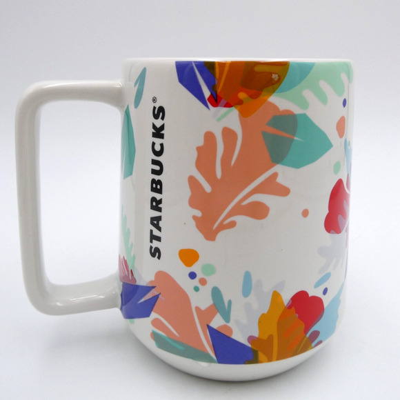 Starbucks Mug Summer 2020 Flowers Tropical Leaves Floral 14 oz - Picture 1 of 8
